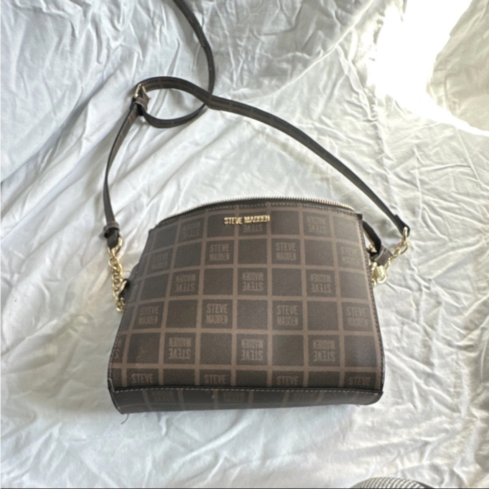 Steve Madden Brown Logo Monogram Crossbody Bag